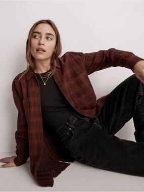 Madewell Oversized Flannel Gauze Button-Down Shirt Women’s Size L
